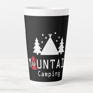Mountain Camping Modern Badge Latte Mok