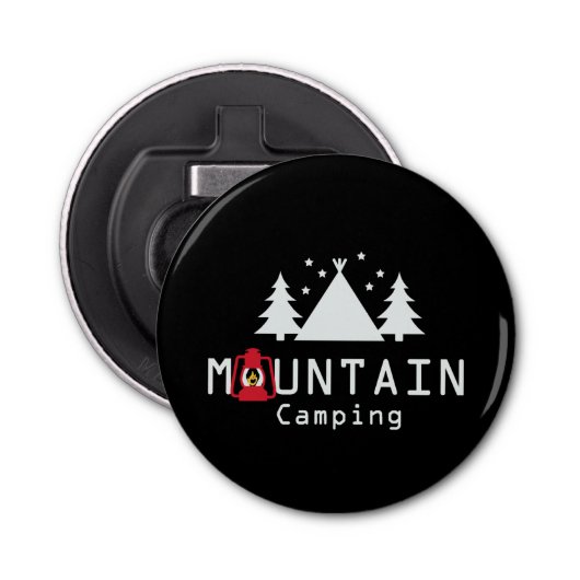 Mountain Camping Silhouettes Button Flesopener