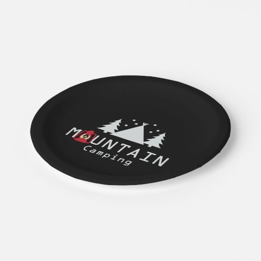Mountain Camping Silhouettes Papieren Bordje (Gekanteld)