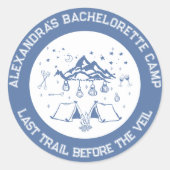 Mountain Camping Weekend Bachelorette Classic Ronde Sticker (Voorkant)