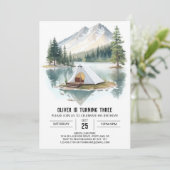 Mountain Campout Avontuur Verjaardag Kaart (Staand voorkant)