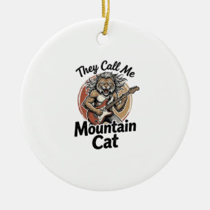 Mountain Cat Vintage Gravure Rock Grafische T-shir Keramisch Ornament