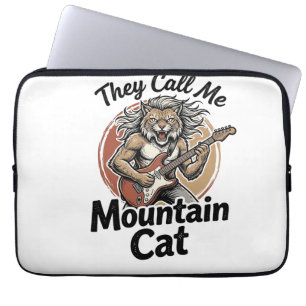 Mountain Cat Vintage Gravure Rock Grafische T-shir Laptop Sleeve