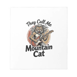 Mountain Cat Vintage Gravure Rock Grafische T-shir Notitieblok