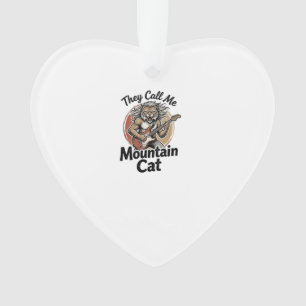 Mountain Cat Vintage Gravure Rock Grafische T-shir Ornament