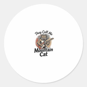 Mountain Cat Vintage Gravure Rock Grafische T-shir Ronde Sticker