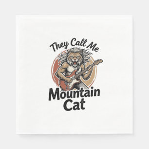 Mountain Cat Vintage Gravure Rock Grafische T-shir Servet