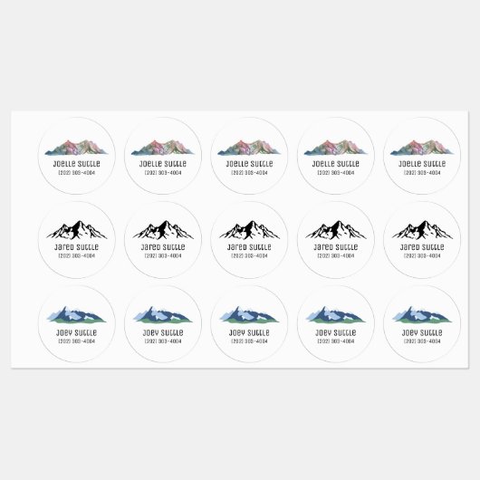 Mountain Circle Sticker naamlabels (Vel)