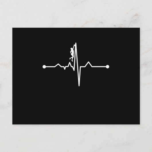 Mountain Climber Heartbeat Rock Climbing Lover Gra Aankondigingskaart (Voorkant)