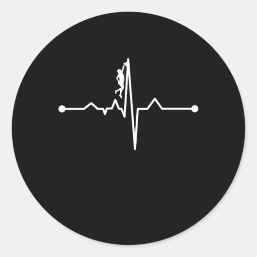 Mountain Climber Heartbeat Rock Climbing Lover Ronde Sticker (Voorkant)