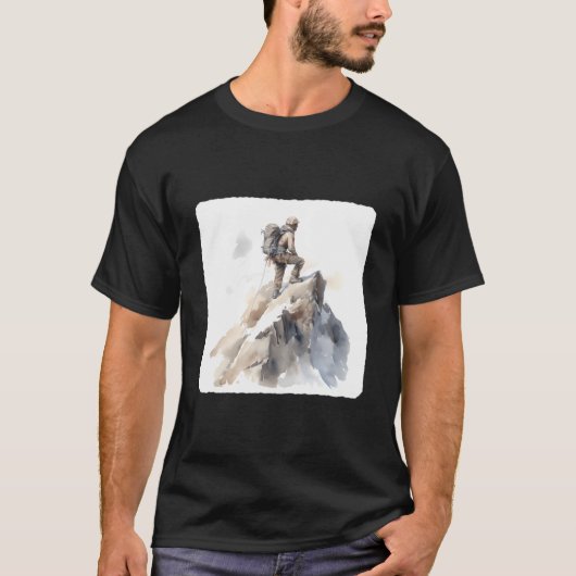 Mountain Climber Reaching Summit Mountaineering To T-shirt (Voorkant)