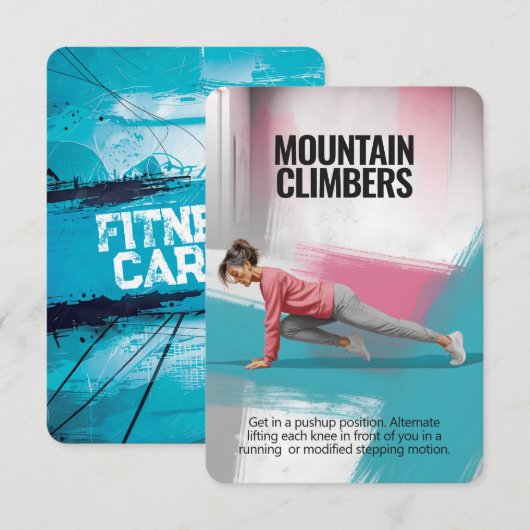 Mountain Climbers Fitness Kaart met Blauwe Achterk (Voorkant / Achterkant)