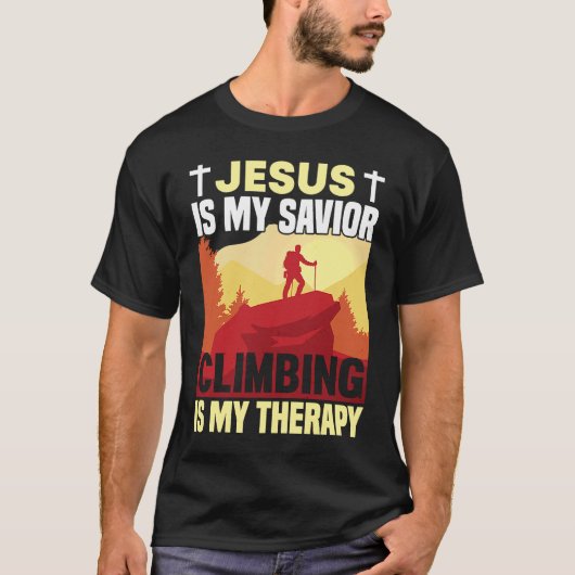 Mountain Climbing Rock Climb Jesus Climber T-shirt (Voorkant)