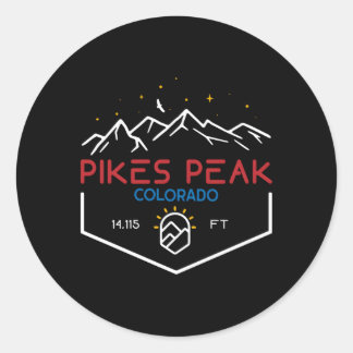 Mountain Colorado 14115 ft Pikes Peak Ronde Sticker