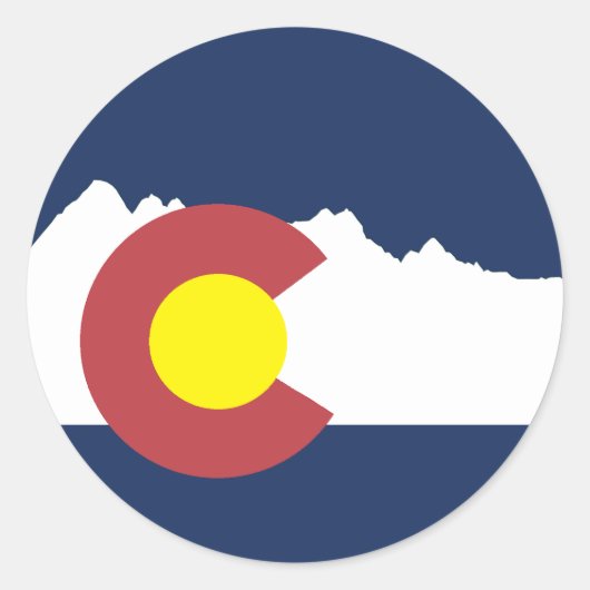 Mountain Colorado Flag Round Sticker (Voorkant)