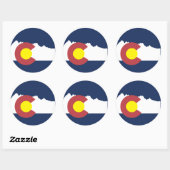 Mountain Colorado Flag Round Sticker (Vel)