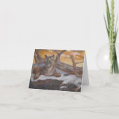 Mountain Cougar Winter Scene Folded Note Card Bedankkaart (Voorkant)