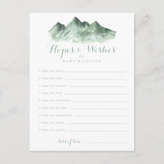 Mountain Country Baby shower Hoop & Wensen Kaart (Voorkant)