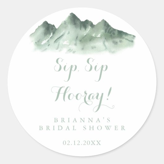 Mountain Country Sip Sip Hooray Bruidsuitnodiging Ronde Sticker (Voorkant)