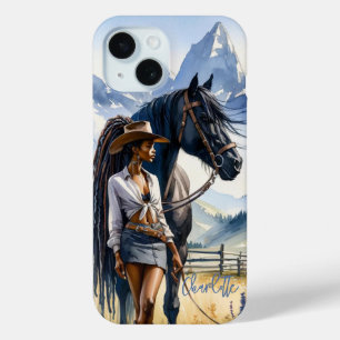 Mountain Cowgirl gepersonaliseerd iPhone 15 Case