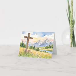 Mountain Cross Waterverf Pasen Bedankkaart
