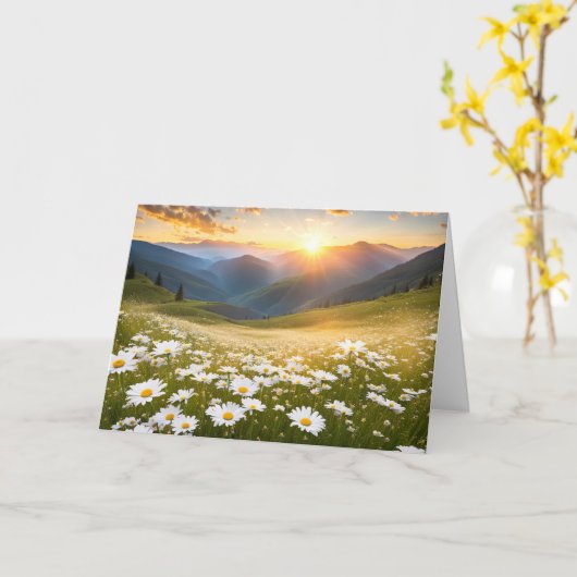 Mountain Daisy Field voor Verjaardag Kaart (Gele Bloem)