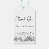 Mountain Dank u Winter Natuur Trouwbomen Cadeaulabel (Voorkant)