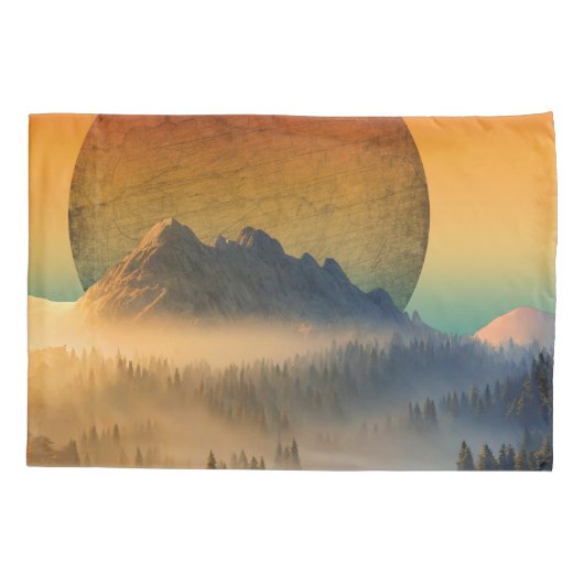 MOUNTAIN DAWN FOREST NATUUR SUNSET LANDSCAPE KUSSENSLOOP (Achterkant)