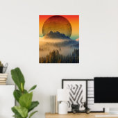 MOUNTAIN DAWN FOREST NATUUR SUNSET LANDSCAPE POSTER (Thuiskantoor)