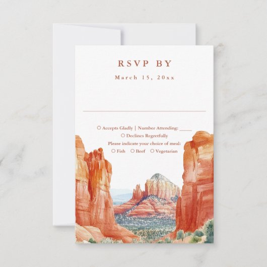 Mountain Desert Watercolor Wedding RSVP Kaartje (Voorkant)