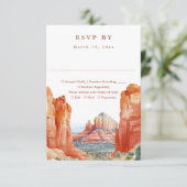 Mountain Desert Watercolor Wedding RSVP Kaartje (Staand voorkant)