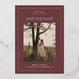 Mountain Destination Wedding Bewaar de datum Folie Uitnodiging