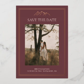 Mountain Destination Wedding Bewaar de datum Folie Uitnodiging