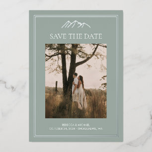Mountain Destination Wedding Bewaar de datum Folie Uitnodiging