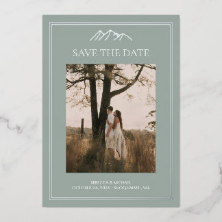 Mountain Destination Wedding Bewaar de datum Folie Uitnodiging