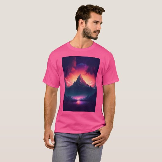 Mountain Dreamscape Synthwave Serenity in Natuur T-shirt (Voorkant volledig)