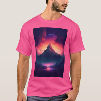Mountain Dreamscape Synthwave Serenity in Natuur T-shirt