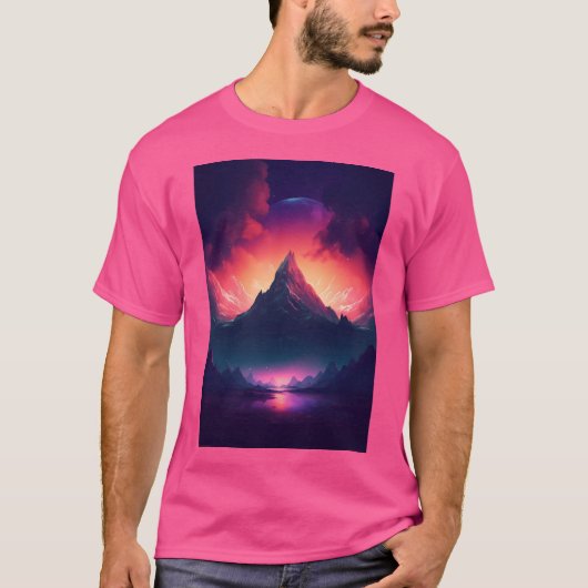 Mountain Dreamscape Synthwave Serenity in Natuur T-shirt (Voorkant)