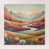 Mountain Dreamscape: Valley of Vibrant Bloom Legpuzzel (Verticaal)