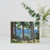 Mountain Edge Uitzicht Trees Distant Valley Peaks Briefkaart (Staand voorkant)