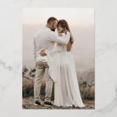 Mountain Elegant Rustic Wedding Photo Real Gold Folie Uitnodiging (Achterkant)