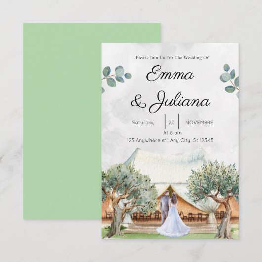 Mountain Elopement trouwkaart Uitnodiging (Voorkant / Achterkant)