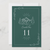 Mountain Emerald Wedding Table Number Kaart (Achterkant)