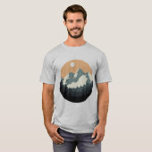 Mountain en Forest Scene Silhouette T-shirt (Voorkant volledig)