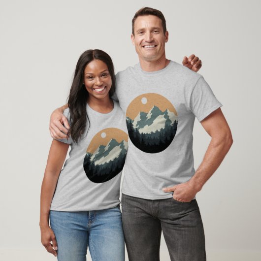 Mountain en Forest Scene Silhouette T-shirt (Unisex)