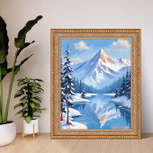 Mountain Escape | Winter Snow Watercolor Nature Poster