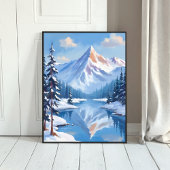 Mountain Escape | Winter Snow Watercolor Nature Poster