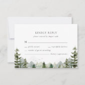 Mountain Evergreen Woodland Forest Elegante bruilo RSVP Kaartje (Voorkant)