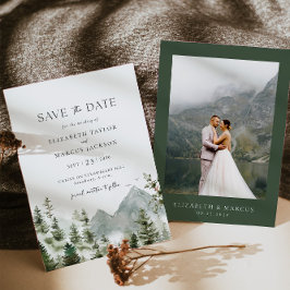 Mountain Evergreen Woodland Forest Elegante bruilo Save The Date