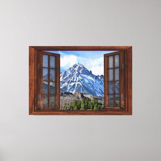 Mountain Fake Window Home Kantoor Canvas Afdruk (Voorkant)